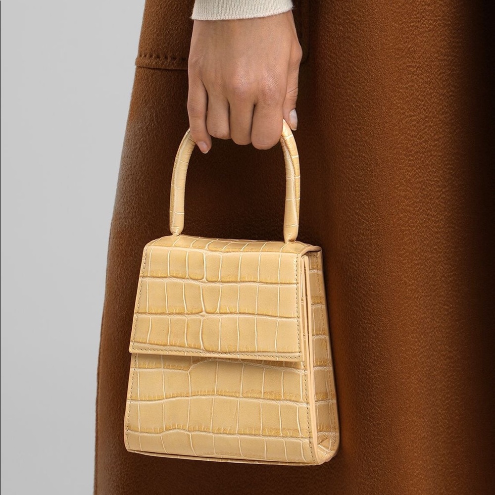 RIXO Violet Croc embossed leather bag